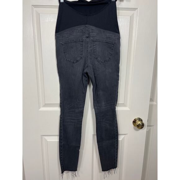 Madewell Maternity Over-the-Belly Skinny Leg Denim Jeans Black Sea Distressed 25 - Picture 4 of 10